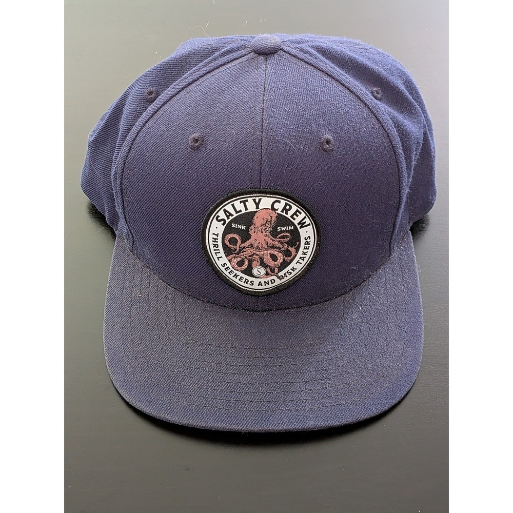 Salty Crew Snapback Hat Flat Brim‎ Navy Blue The Classics YuPoong OSFM